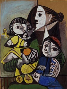 Mere aux enfants a l orange 1951 Cubist Oil Paintings